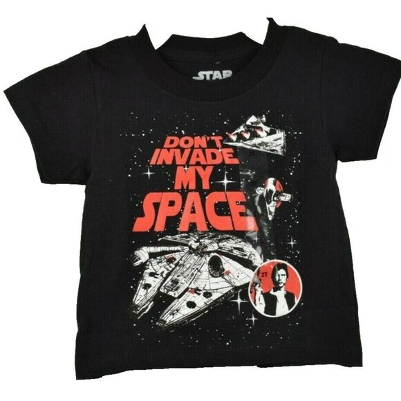 Star Wars Kids 2T Black Dont Invade My Space Mad Engine Short Sleeve T-Shirt New - Picture 1 of 4